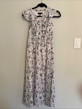 Banana Republic White and Black Floral Maxi Dress